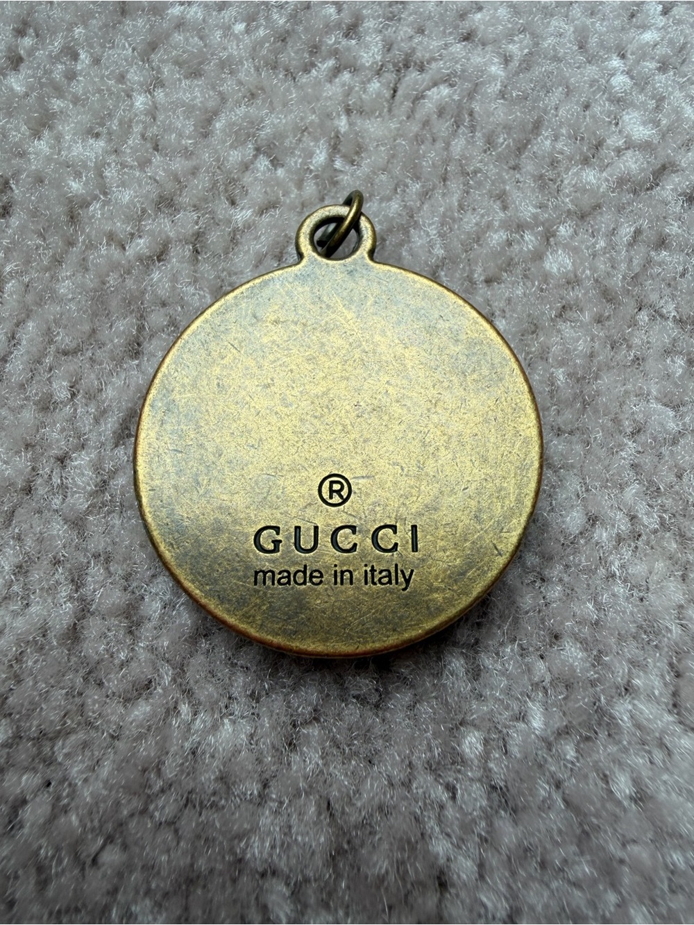 Gucci Stamped Yellow Enamel Bee Pendant Zipper Tag Antique Brass Finish - Picture 5 of 6